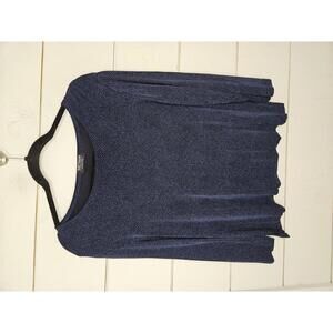 Vintage 90s Softwear by Mark Singer Petite XL blue & black print stretchy top